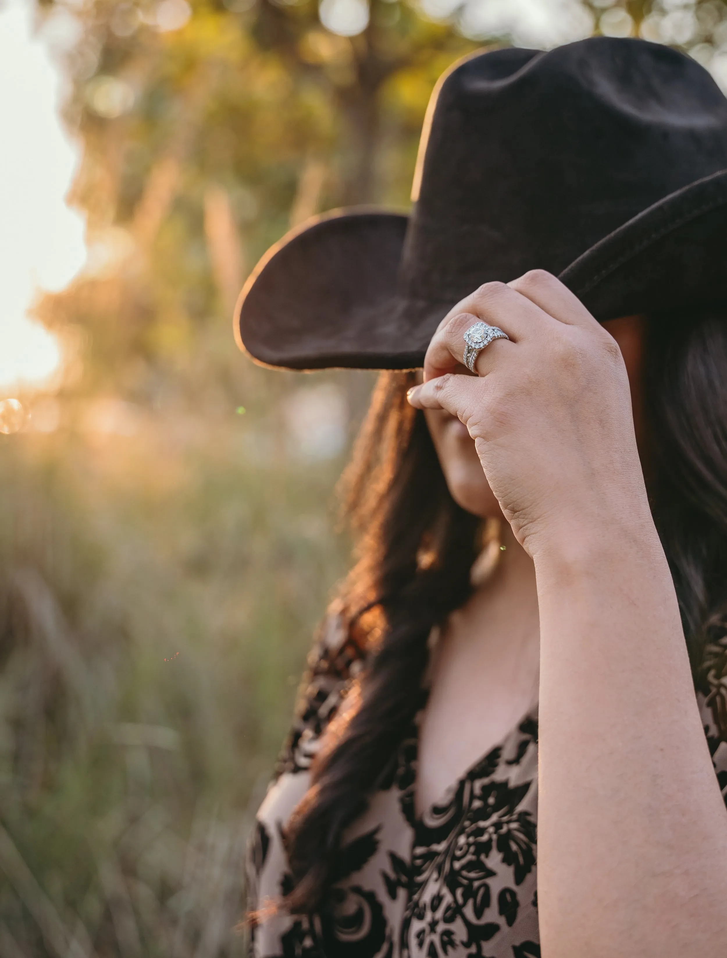 Intimate couples moment during engagement session